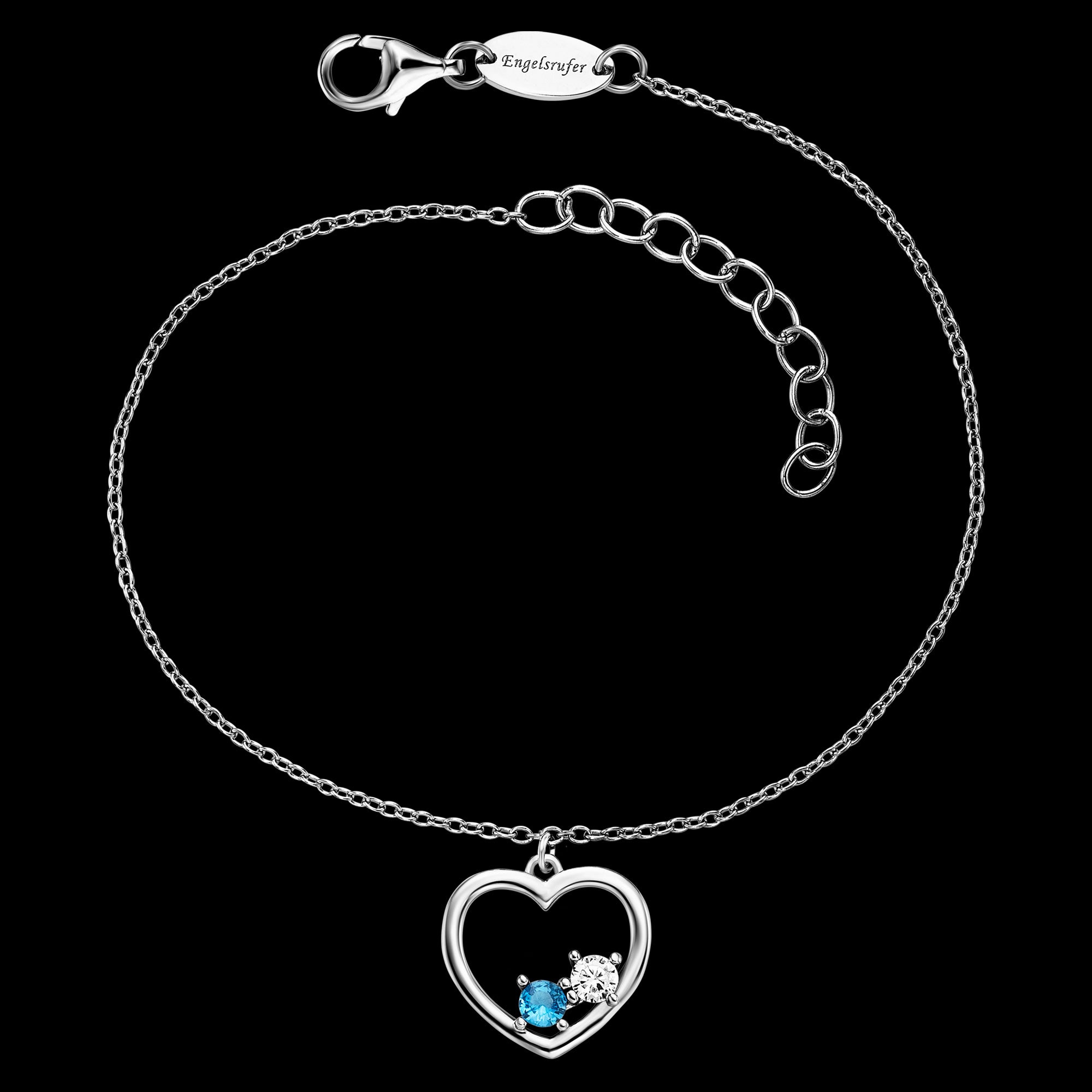 Sterling Silver Ocean Blue Yin Yang Open Heart CZ Bracelet | Engelsrufer Australia