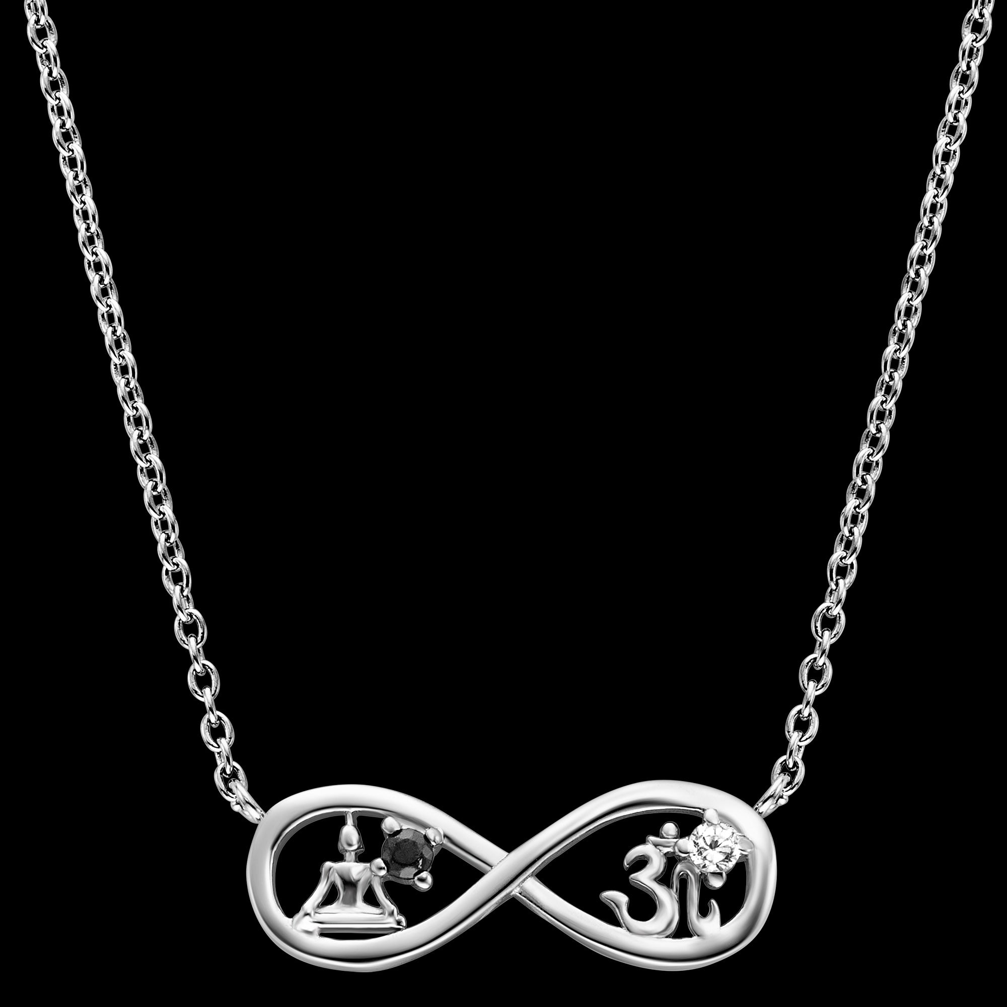 Sterling Silver Yin Yang Buddha Om Infinity CZ Necklace | Engelsrufer Australia