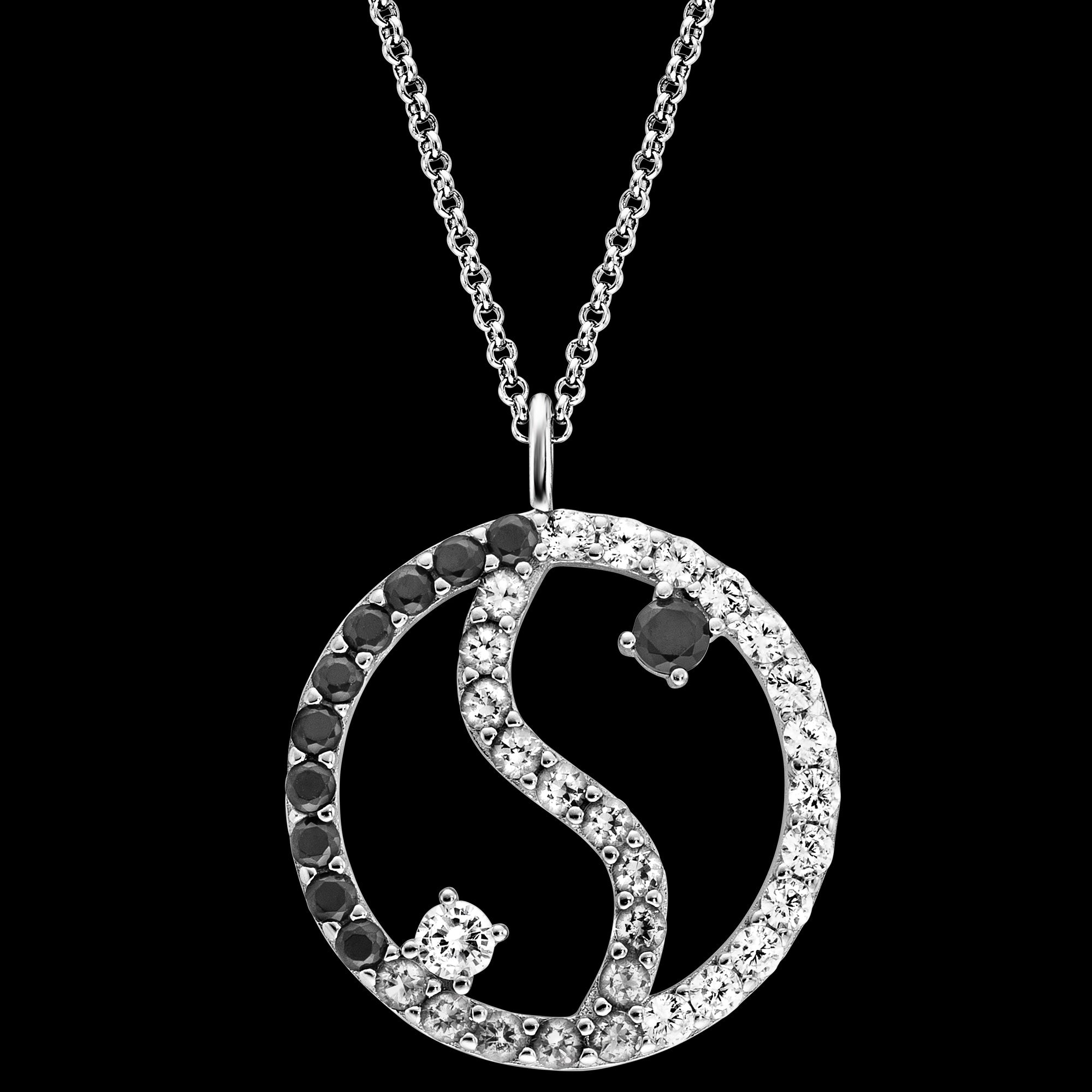 Sterling Silver Dark Shade Yin Yang Balance CZ Necklace | Engelsrufer Australia