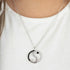 Woman Wearing SterlingSilver Dark Shade Yin Yang Balance CZ Necklace