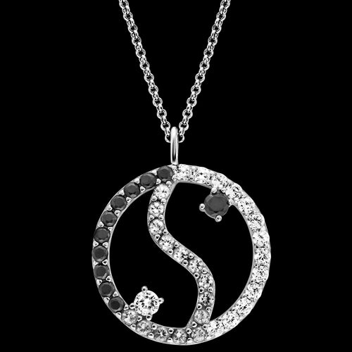 Sterling Silver Dark Shade Yin Yang Balance CZ Necklace | Engelsrufer Australia