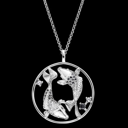 Sterling Silver Koi Fish Dark Shade Yin Yang Balance Necklace | Engelsrufer Australia