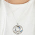 Woman Wearing Sterling Silver Koi Fish Ocean Blue Yin Yang Balance Necklace