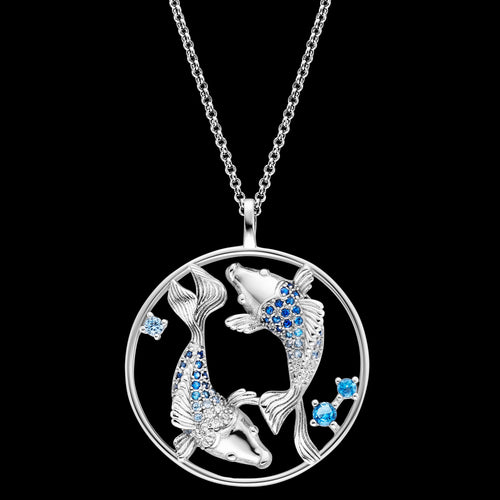 Sterling Silver Koi Fish Ocean Blue Yin Yang Balance Necklace | Engelsrufer Australia