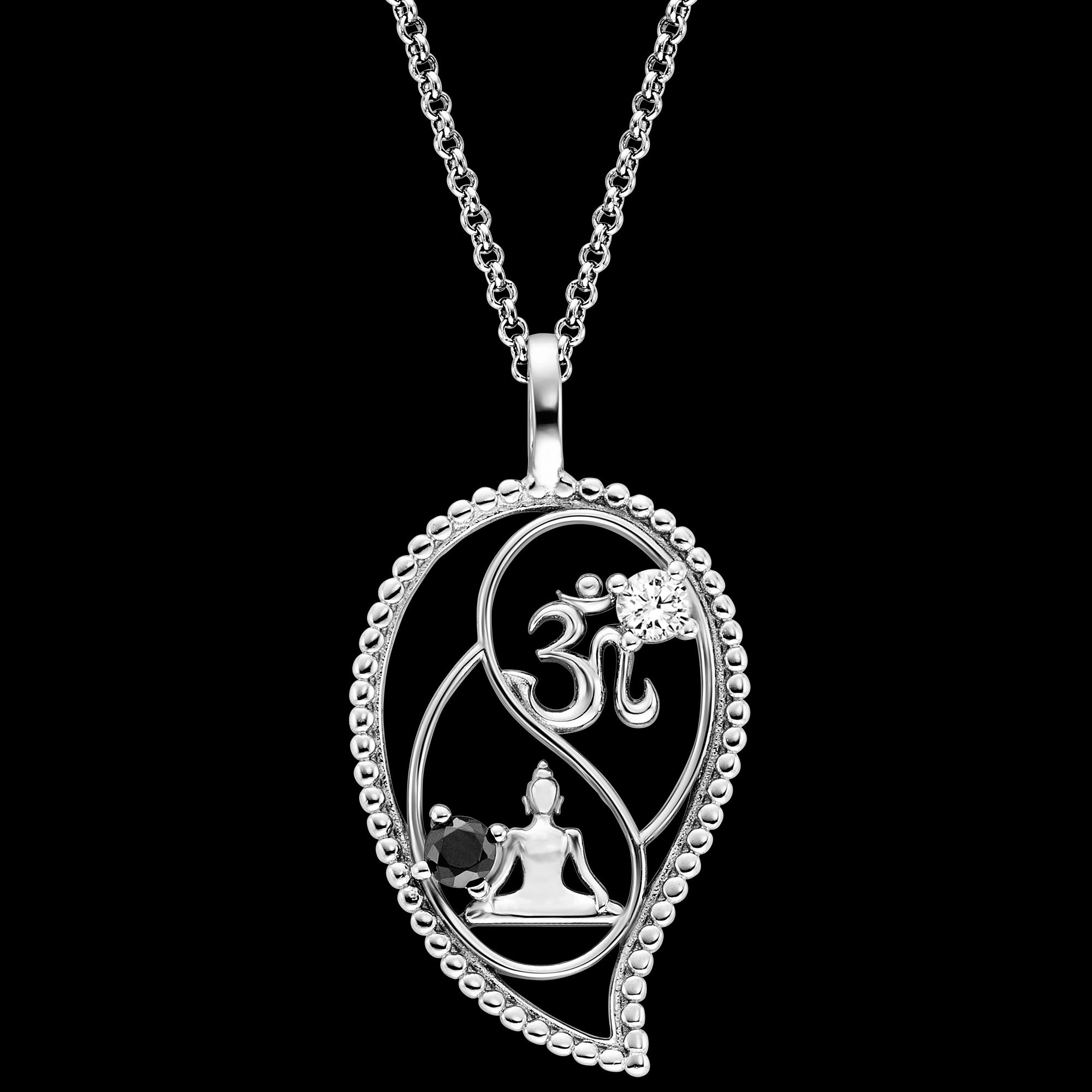 Sterling Silver Yin Yang Balance Buddha Om CZ Necklace | Engelsrufer Australia
