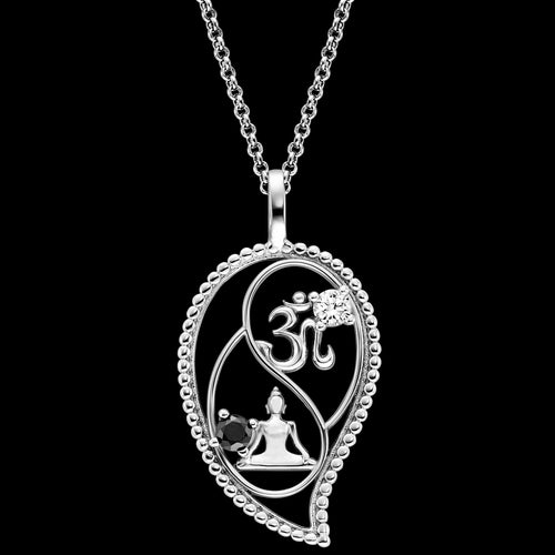Sterling Silver Yin Yang Balance Buddha Om CZ Necklace | Engelsrufer Australia