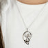 Woman Wearing Sterling Silver Yin Yang Balance Buddha Om CZ Leaf Pendant