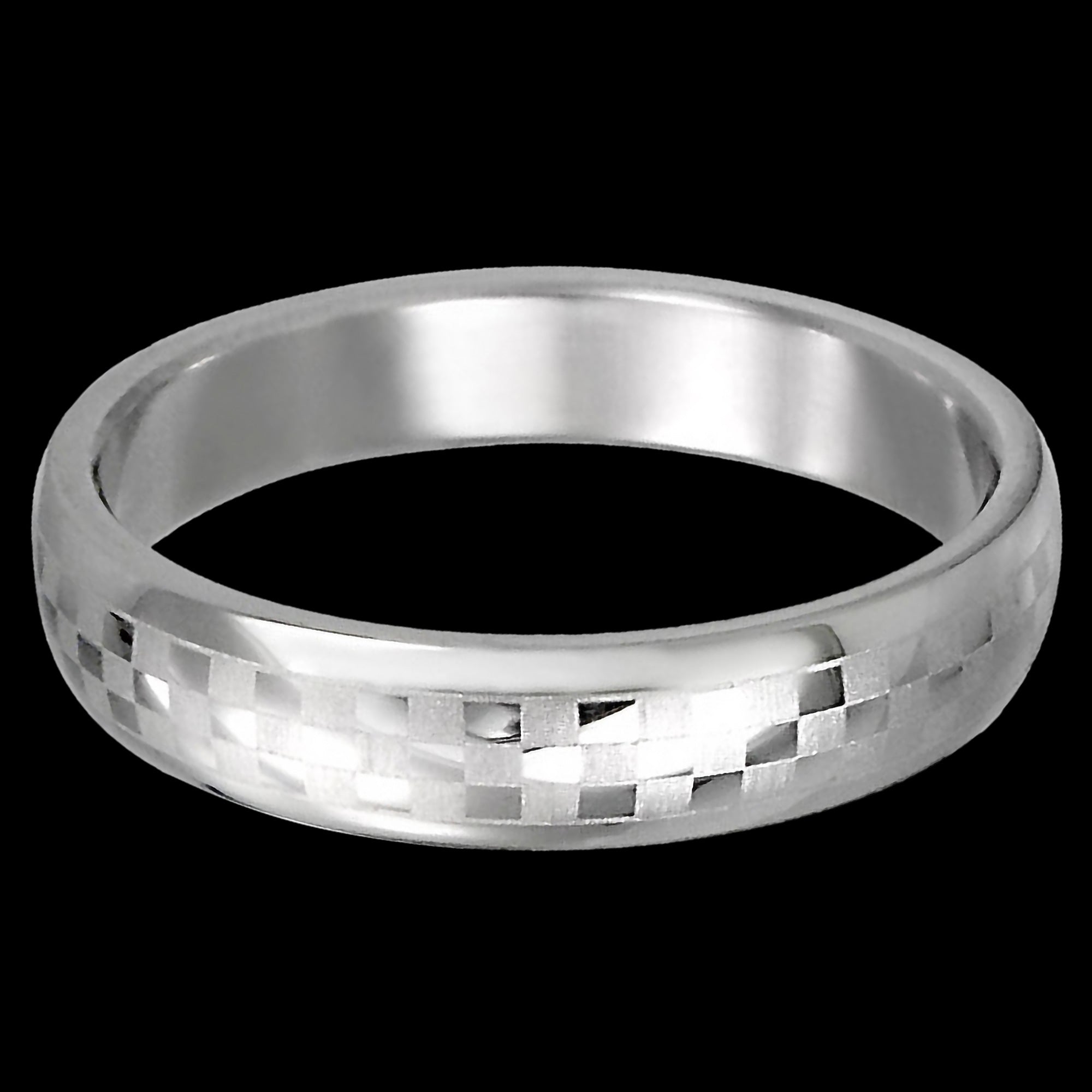 Stainless Steel Men’s 4mm Etched Grid Ring | Australia