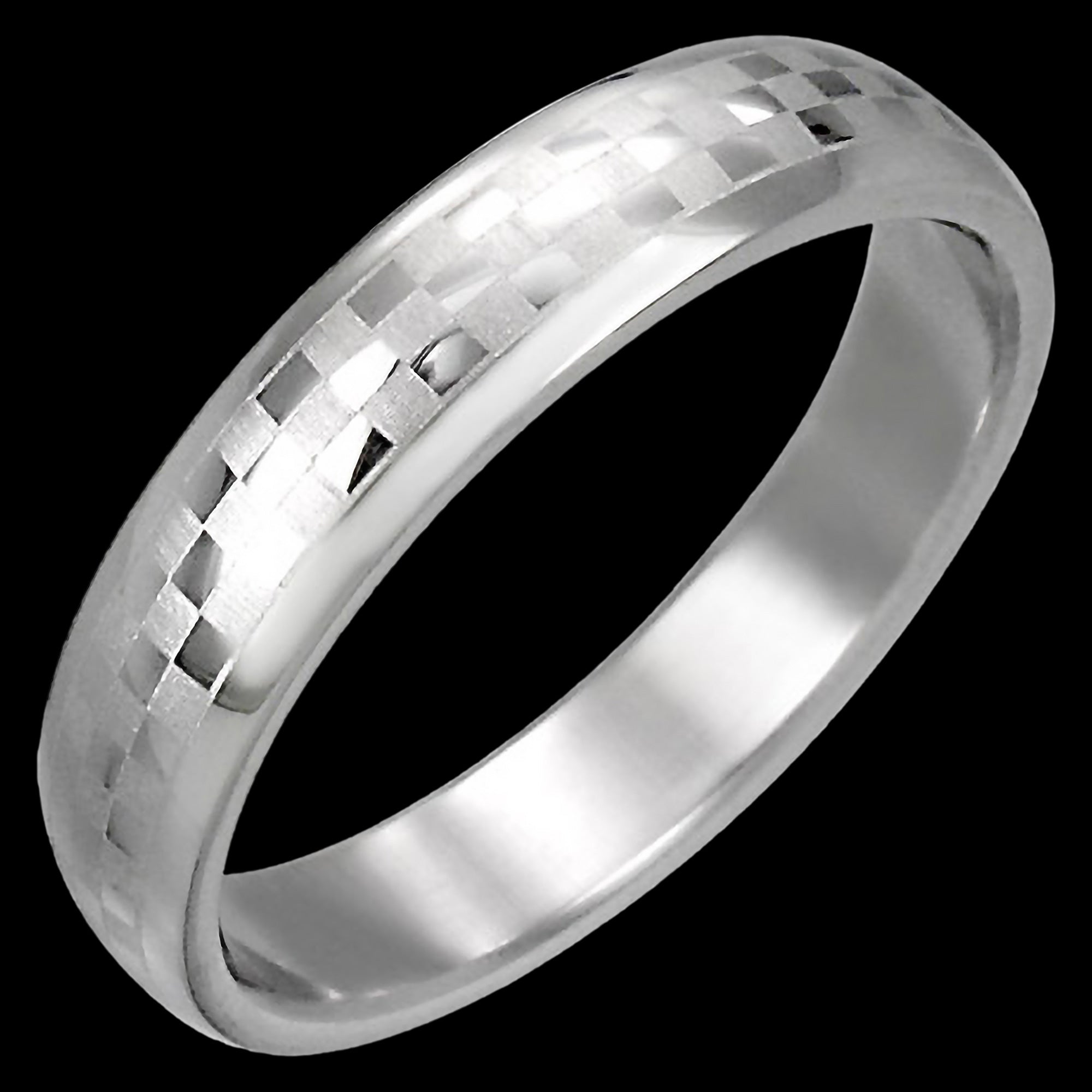 Stainless Steel Men’s 4mm Etched Grid Ring | Australia