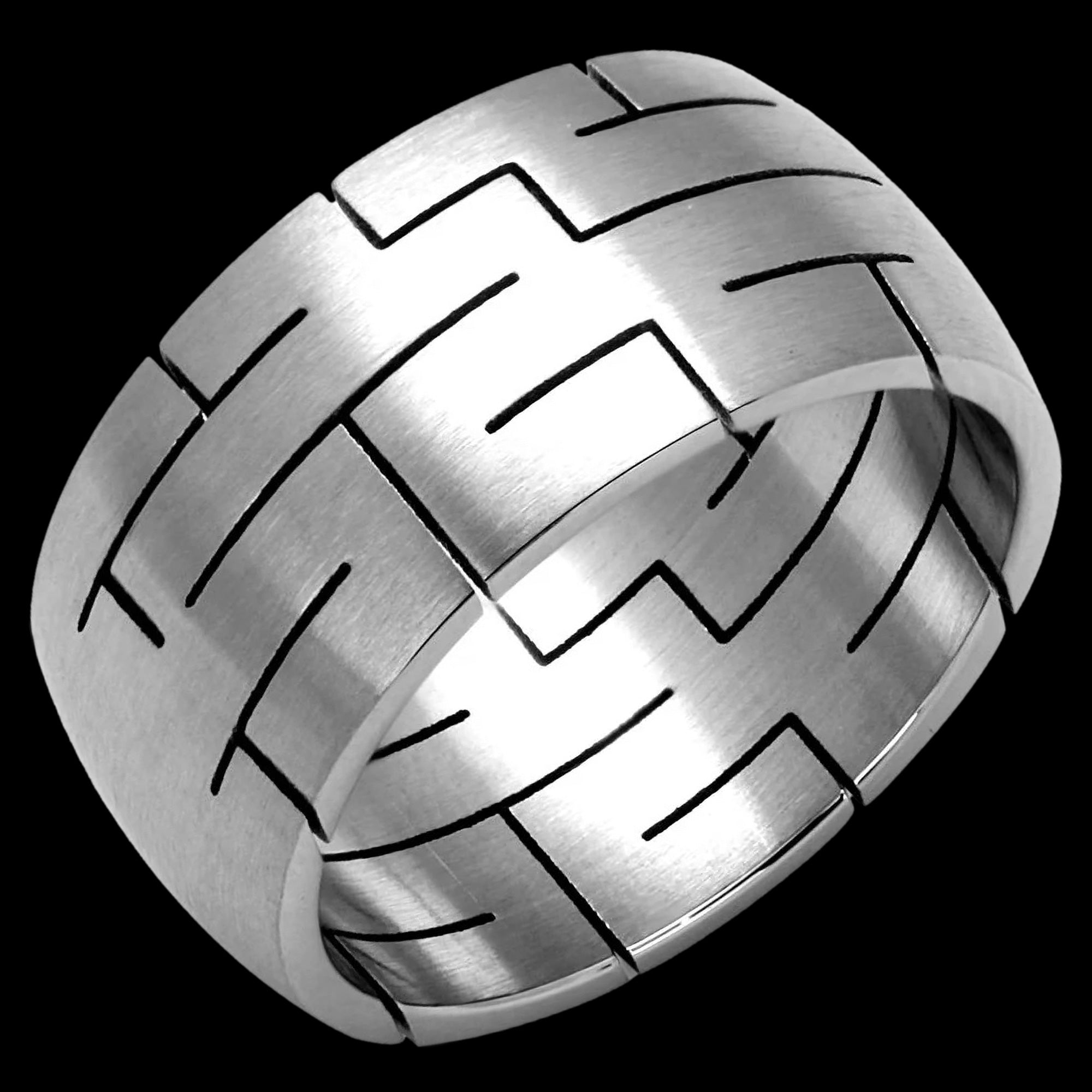 Stainless Steel Men’s Geometric Maze Ring | Australia