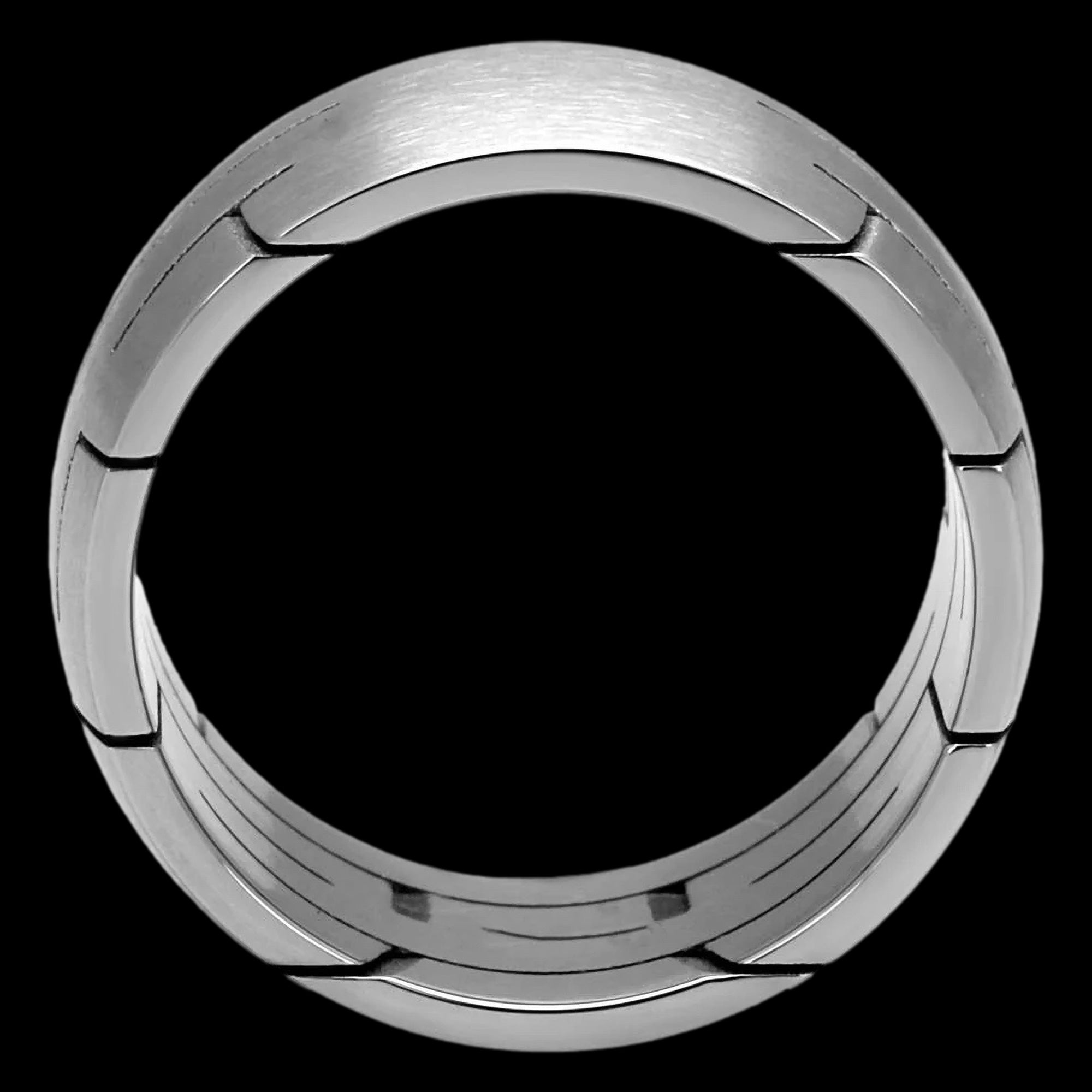 Stainless Steel Men’s Geometric Maze Ring Side View