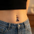 Woman Wearing Stainless Steel Triad Gothic Belly Bar