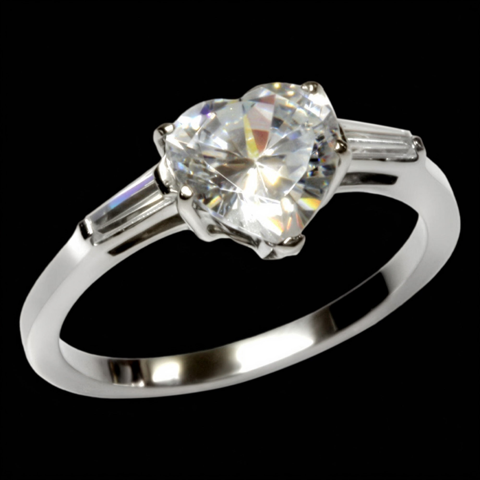 Stainless Steel Heart Solitaire CZ Ring | Australia