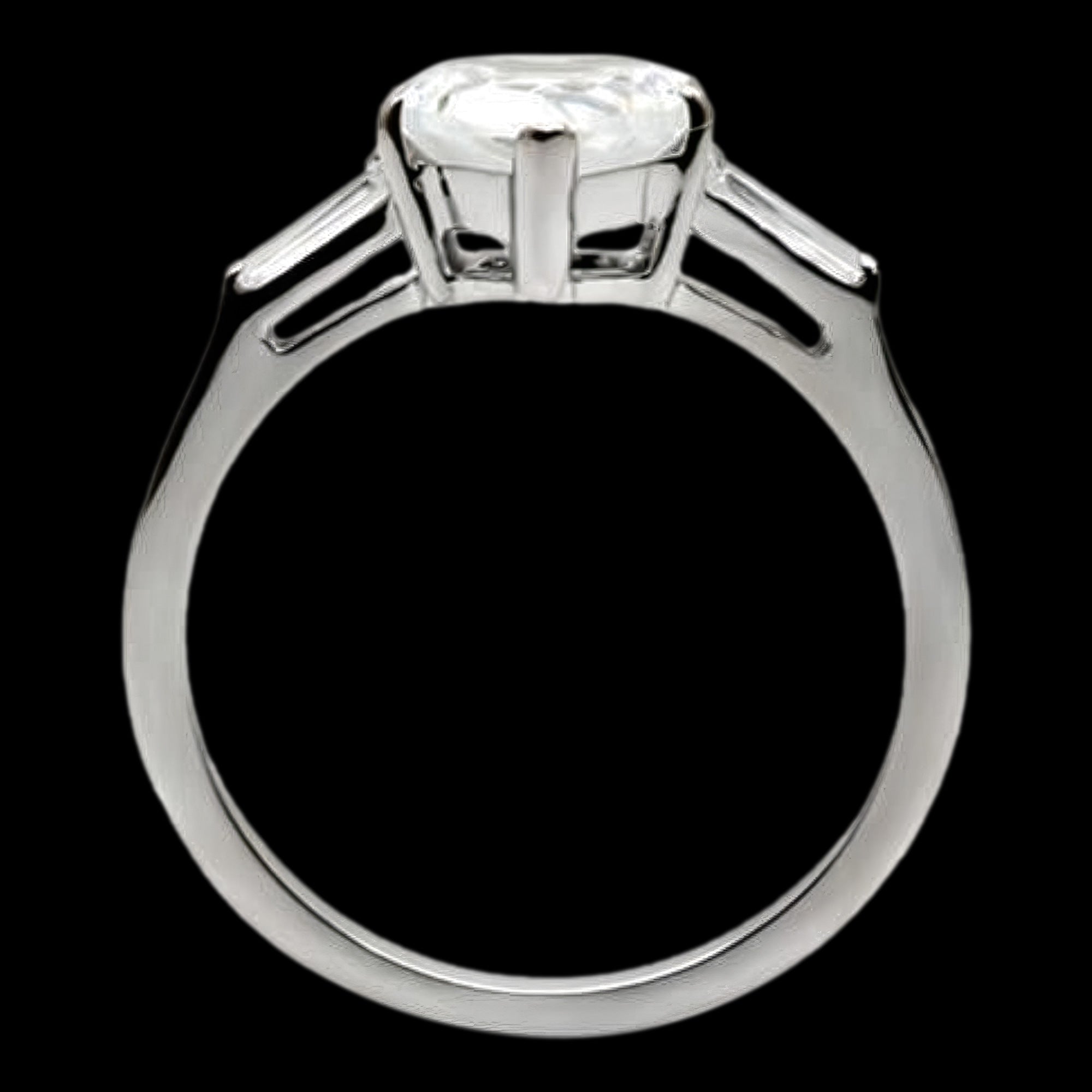 Front View Stainless Steel Heart Solitaire CZ Ring