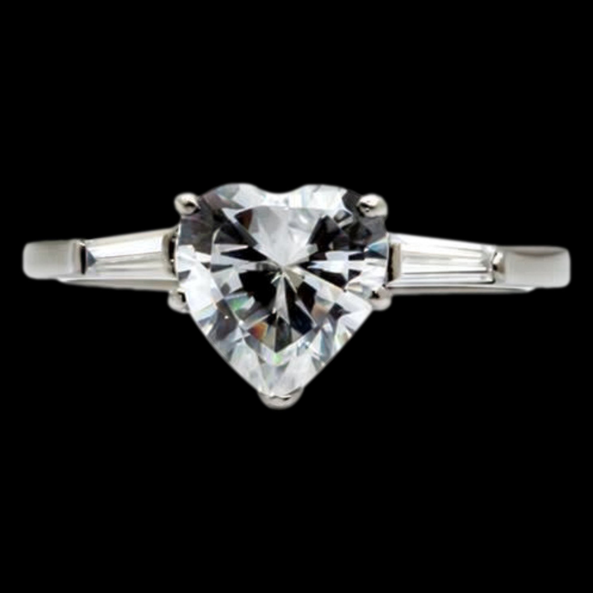 Top View Stainless Steel Heart Solitaire CZ Ring