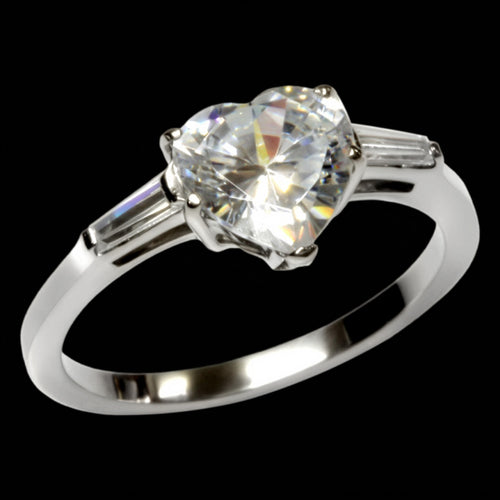 Stainless Steel Heart Solitaire CZ Ring | Australia