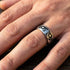 Man Wearing Stainless Steel Men's Black Enamel Celtic Dragon Ring
