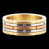 Front View Stainless Steel Gold Notched Band Ring