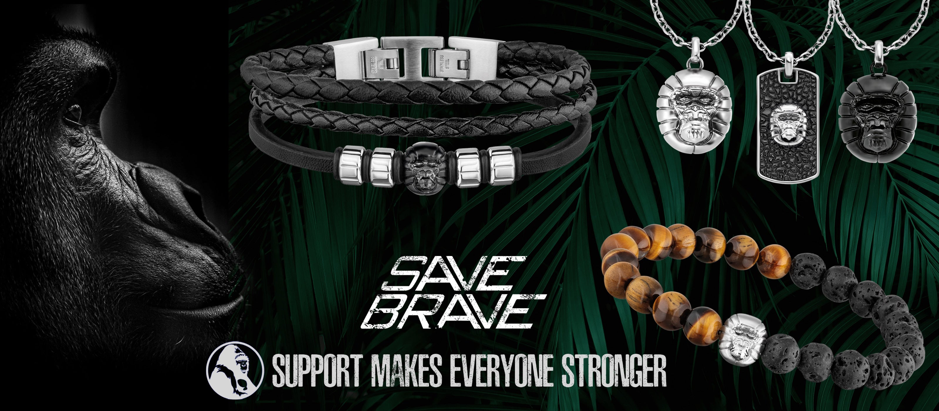 SAVE BRAVE GORILLA COLLECTION | MEN'S JEWELLERY | GORILLA PRESERVATION | AUSTRALIA