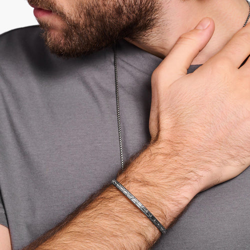 Man Wearing Thomas Sabo Narrow Crocodile Rocks Sterling Silver Bangle