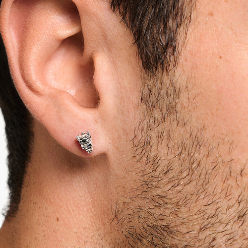 THOMAS SABO CROWN SKULL STUD EARRINGS - MALE MODEL VIEW