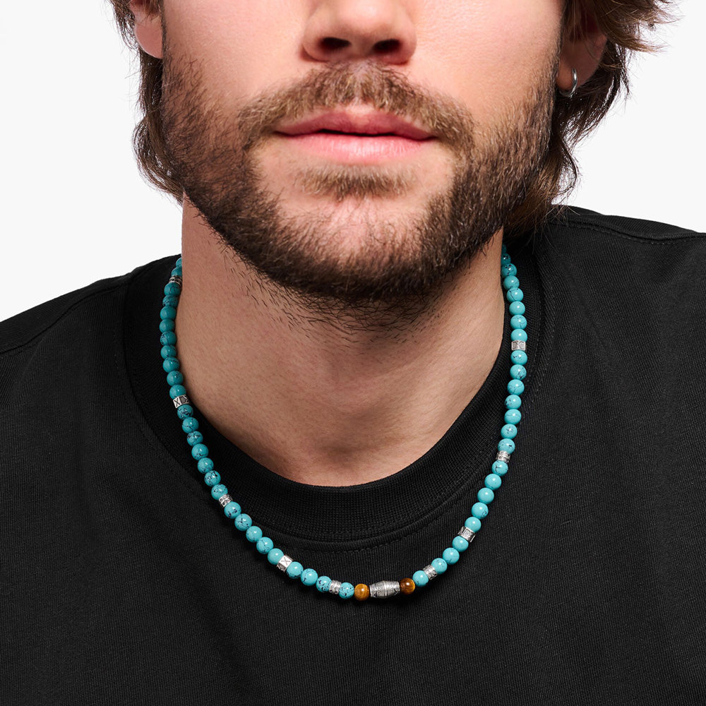 THOMAS SABO TURQUOISE ELEMENTS NECKLACE - MODEL VIEW