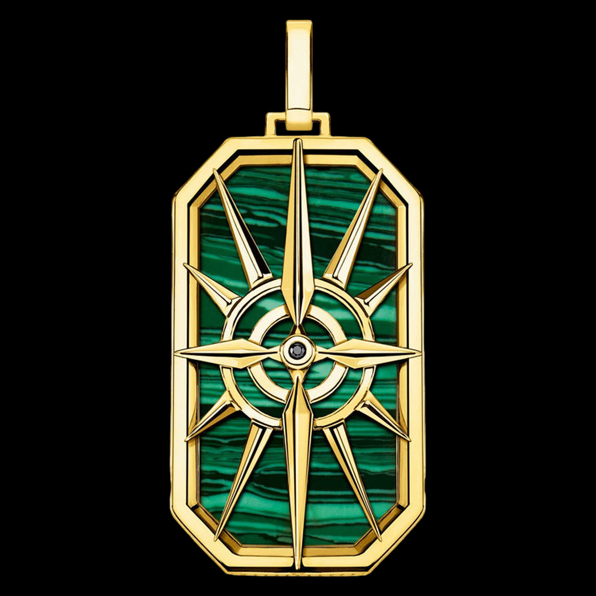 Thomas Sabo Gold Malachite Compass Star Dog Tag Pendant | Australia