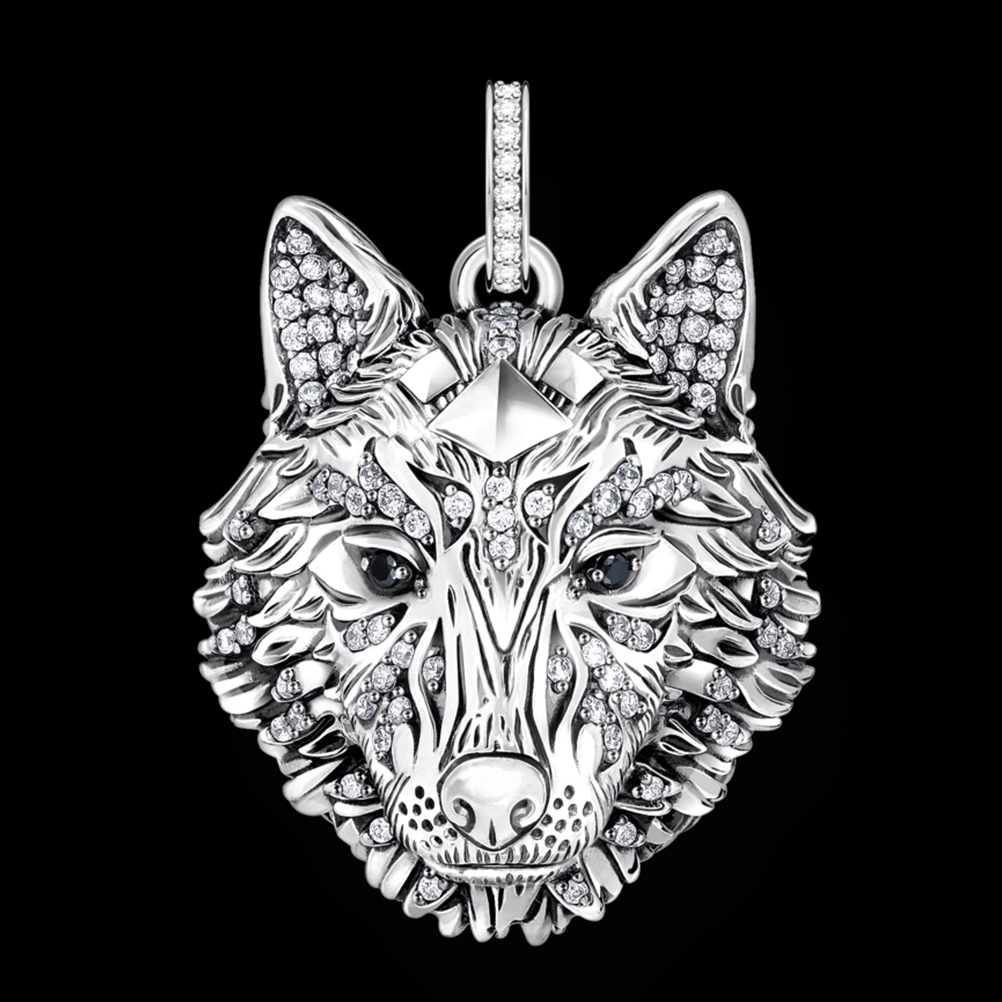 Thomas Sabo Rebel Wolf Head Sterling Silver Pendant | Australia