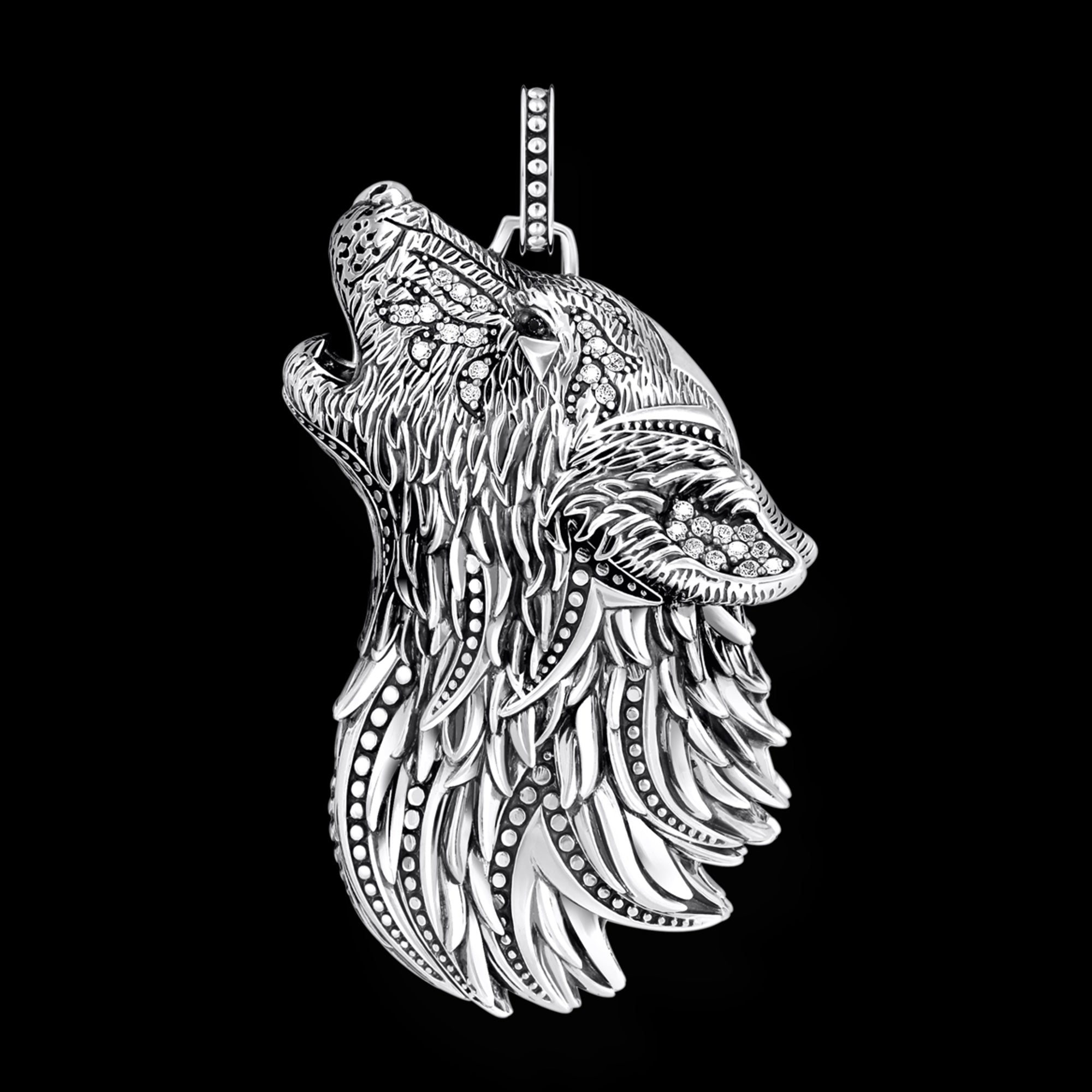 Back View Thomas Sabo Rebel Wolf Sterling Silver Pendant