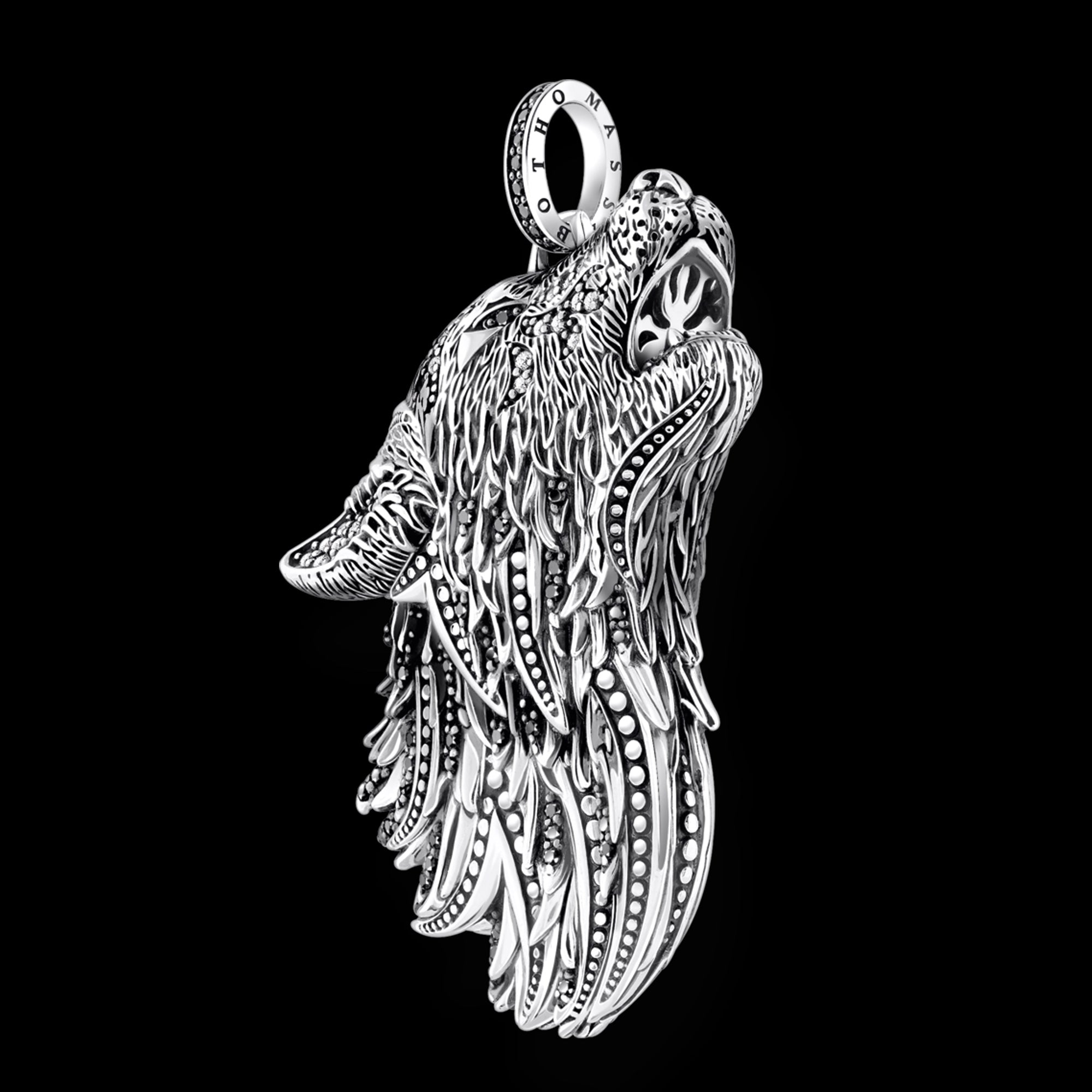 Side View Thomas Sabo Rebel Wolf Sterling Silver Pendant