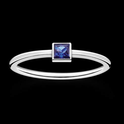THOMAS SABO SAPPHIRE BLUE SQUARE SOLITAIRE SILVER RING