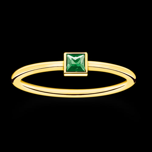 THOMAS SABO EMERALD GREEN SQUARE SOLITAIRE GOLD RING