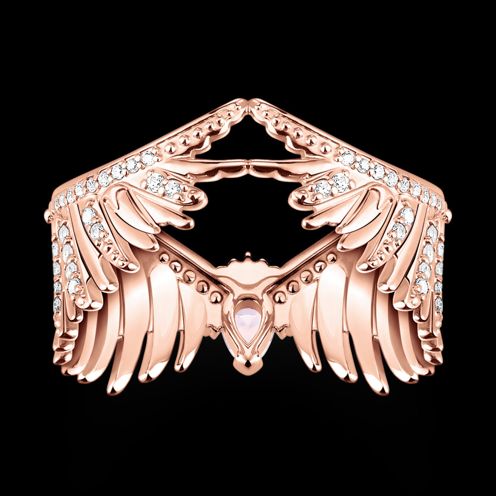 THOMAS SABO RISING PHOENIX WING ROSE GOLD RING - BACK VIEW