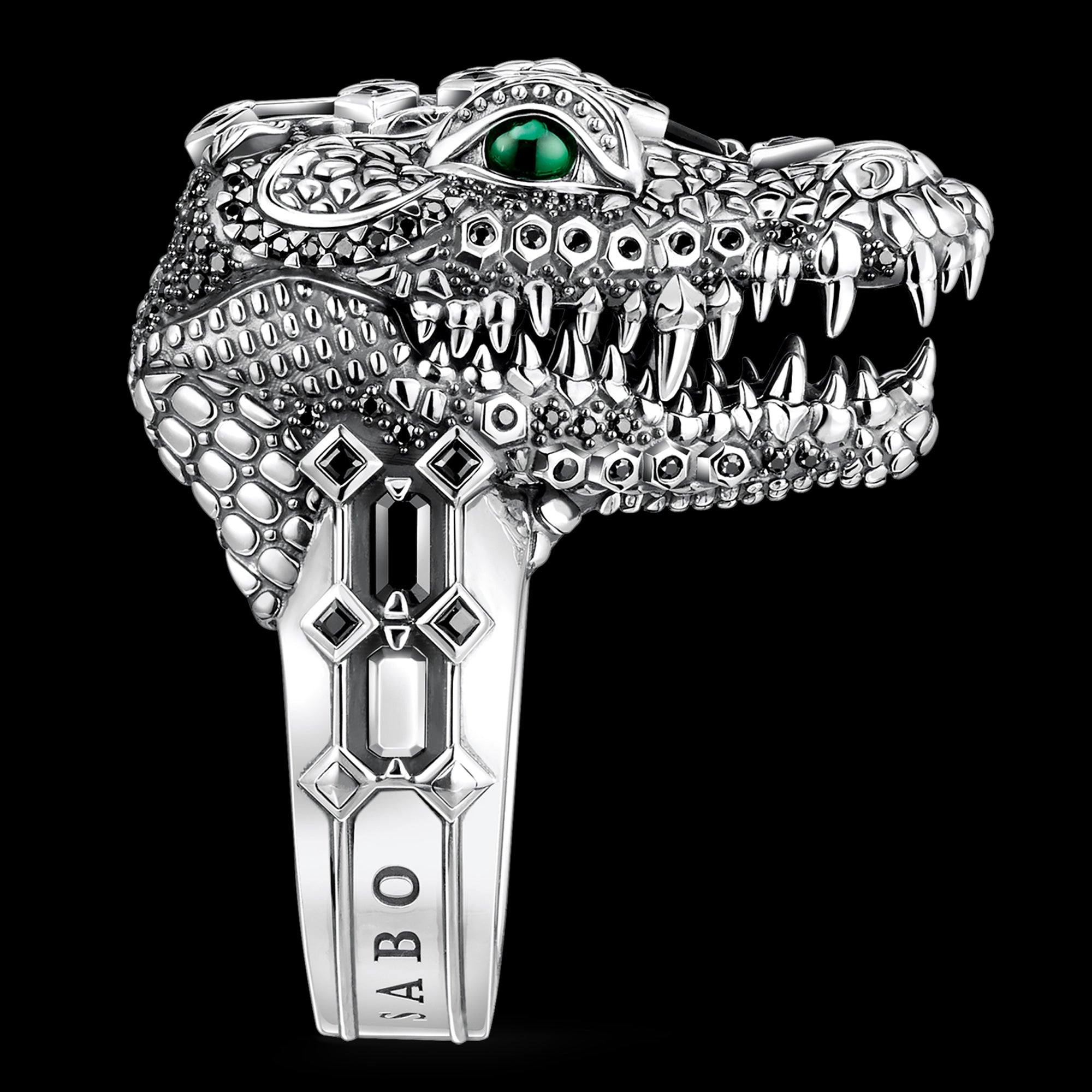 Thomas Sabo Crocodile Rocks Head Sterling Silver Ring - Side View