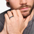 Man Wearing Thomas Sabo Crocodile Rocks Sterling Silver Thin Band Ring
