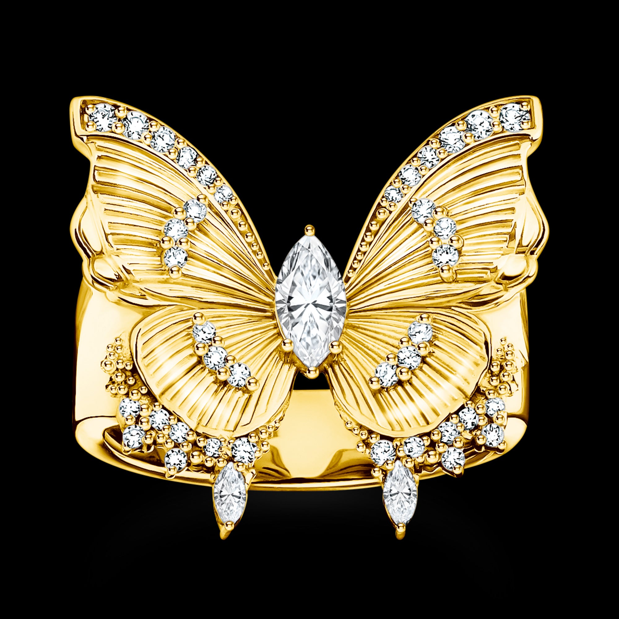 Thomas Sabo Butterfly Paradise Gold Cocktail Ring | Australia