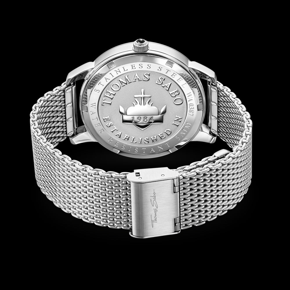 THOMAS SABO MEN'S ELEMENTS OF NATURE SILVER WATCH - BACK VIEW