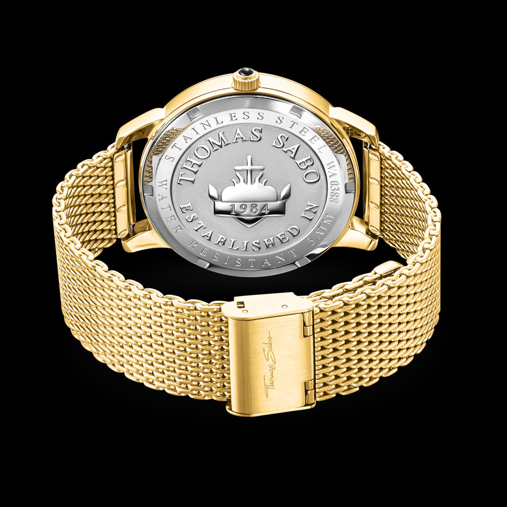 THOMAS SABO MEN'S ELEMENTS OF NATURE GOLD WATCH - BACK VIEW