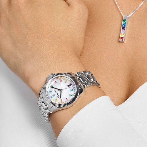 THOMAS SABO LADIES SILVER DIVINE RAINBOW WATCH - MODEL VIEW