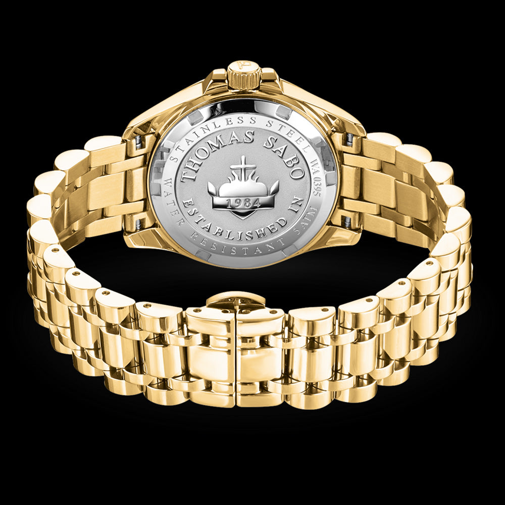 THOMAS SABO LADIES GOLD DIVINE RAINBOW WATCH - BACK VIEW