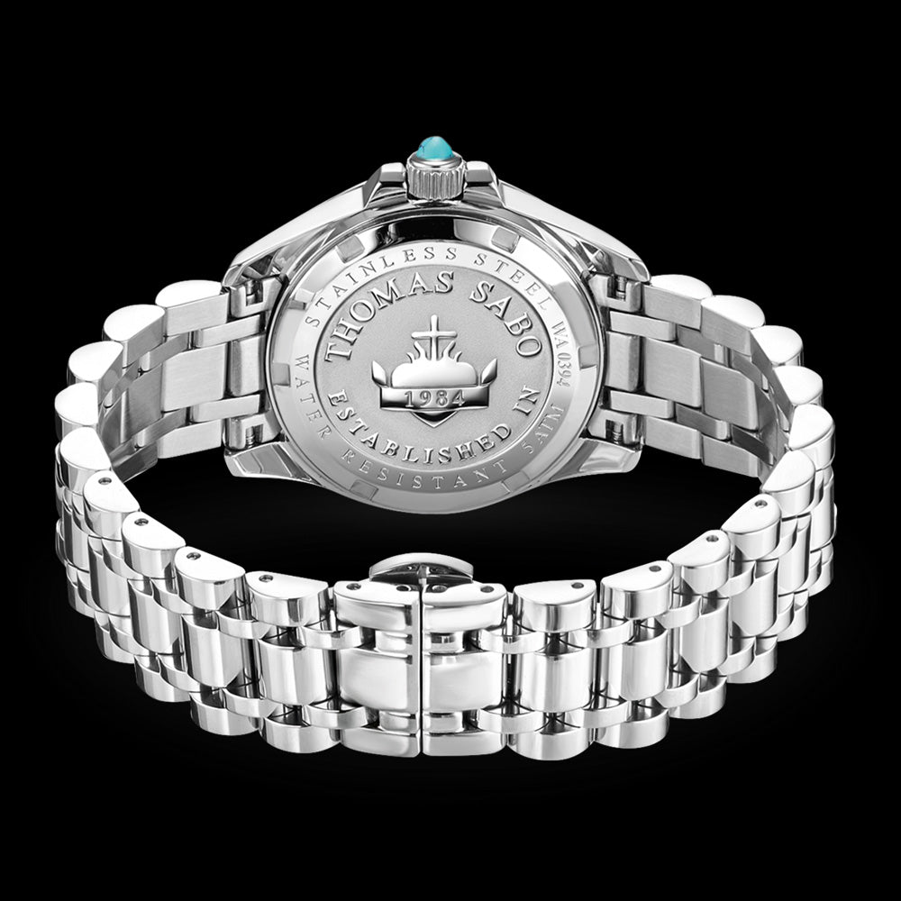 THOMAS SABO LADIES MYSTIC ISLAND SILVER TURQUOISE WATCH - BACK VIEW