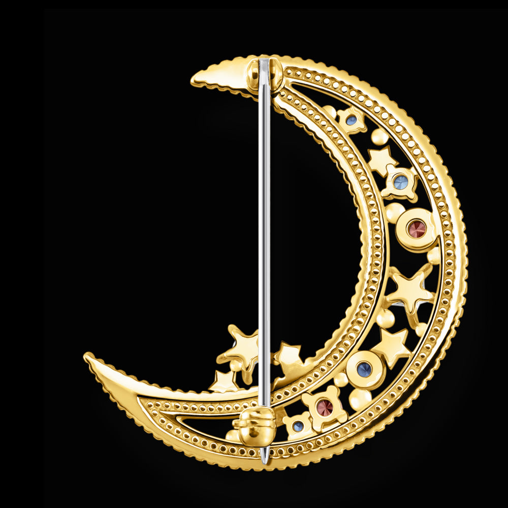 THOMAS SABO CRESCENT MOON GOLD BROOCH - BACK VIEW