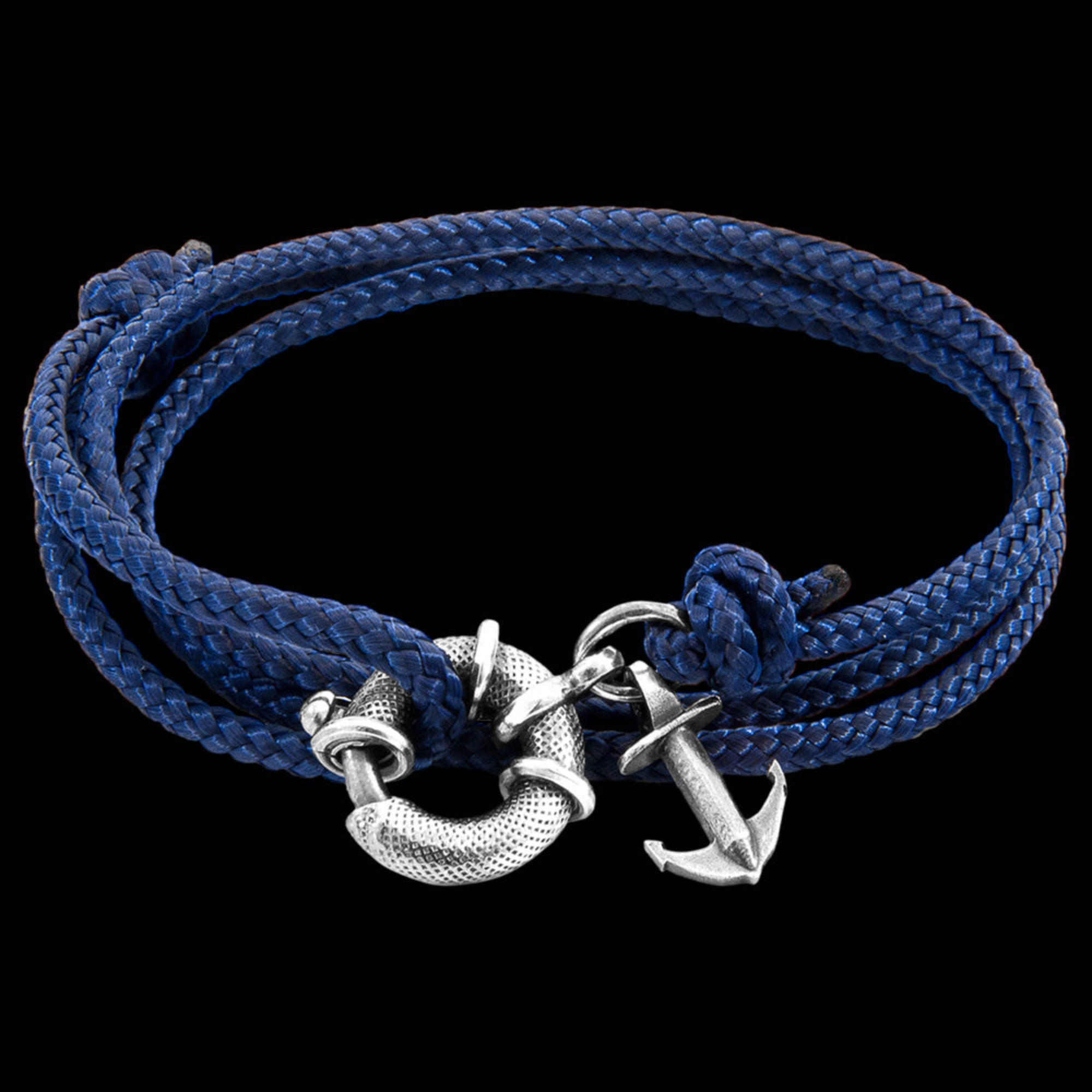 Anchor & Crew Clyde Sterling Silver Navy Blue Rope Bracelet | Australia