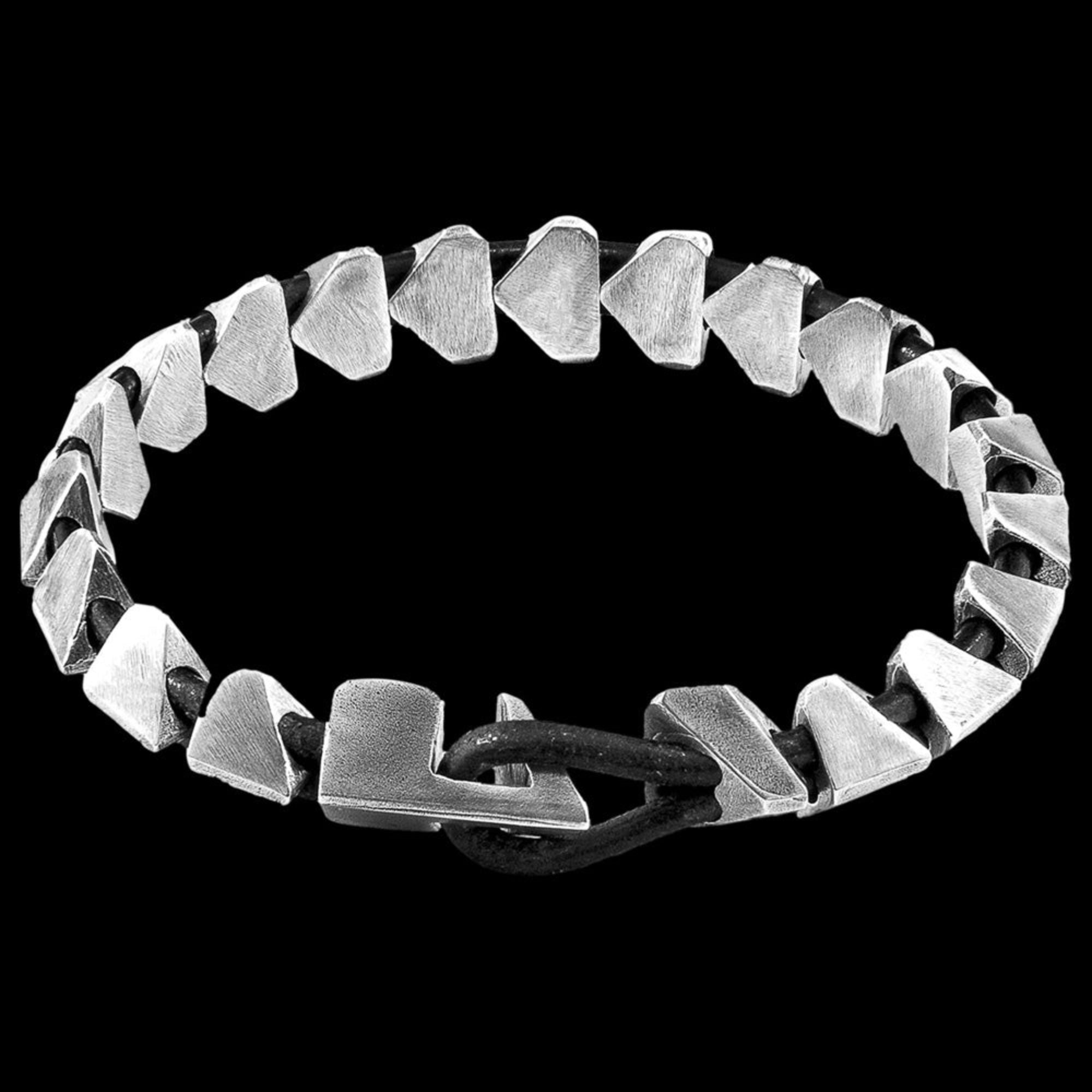 Anchor & Crew Brixham Silver & Black Leather Bracelet | Australia