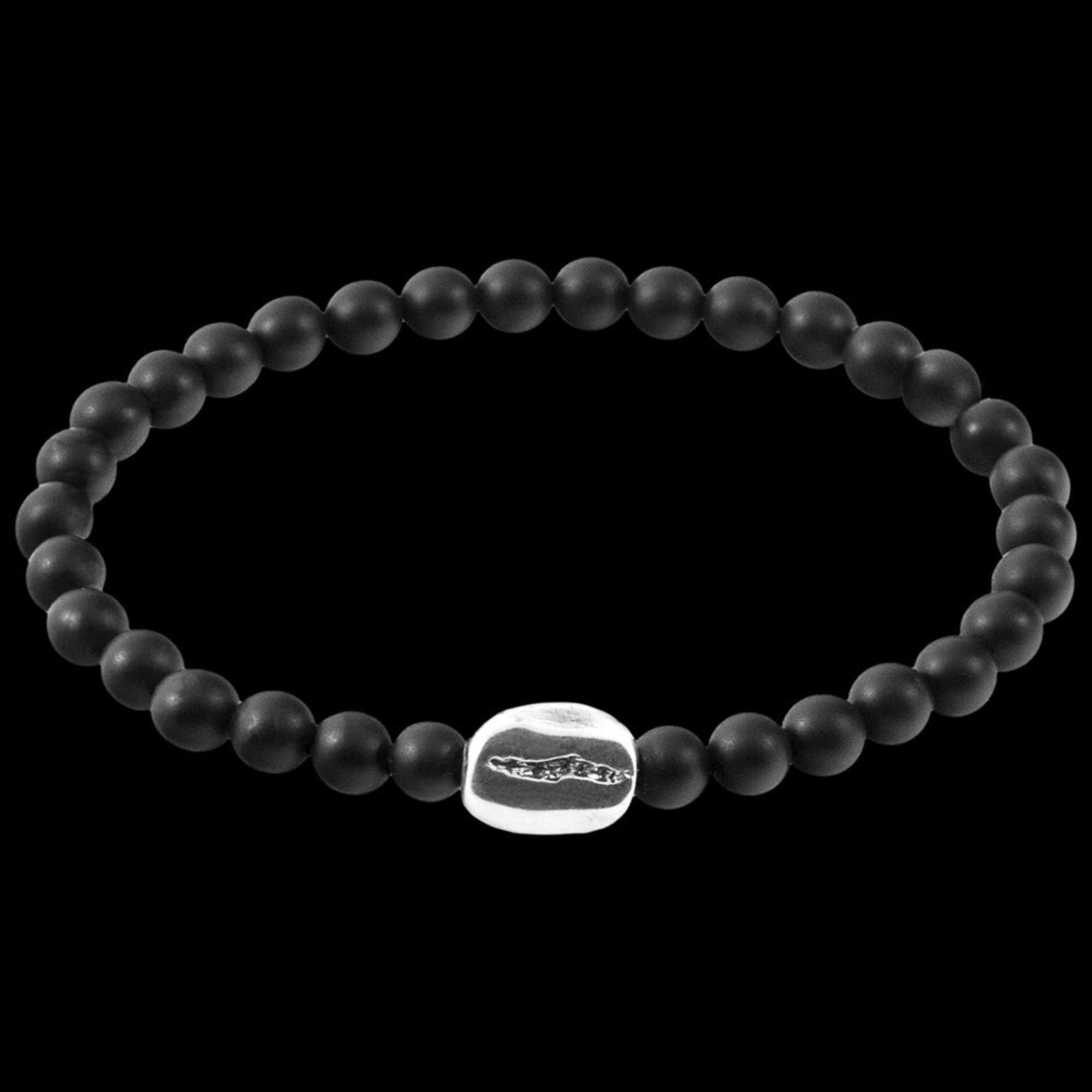 Anchor & Crew Coffee Bean Silver Black Agate Stone Bracelet | Australia