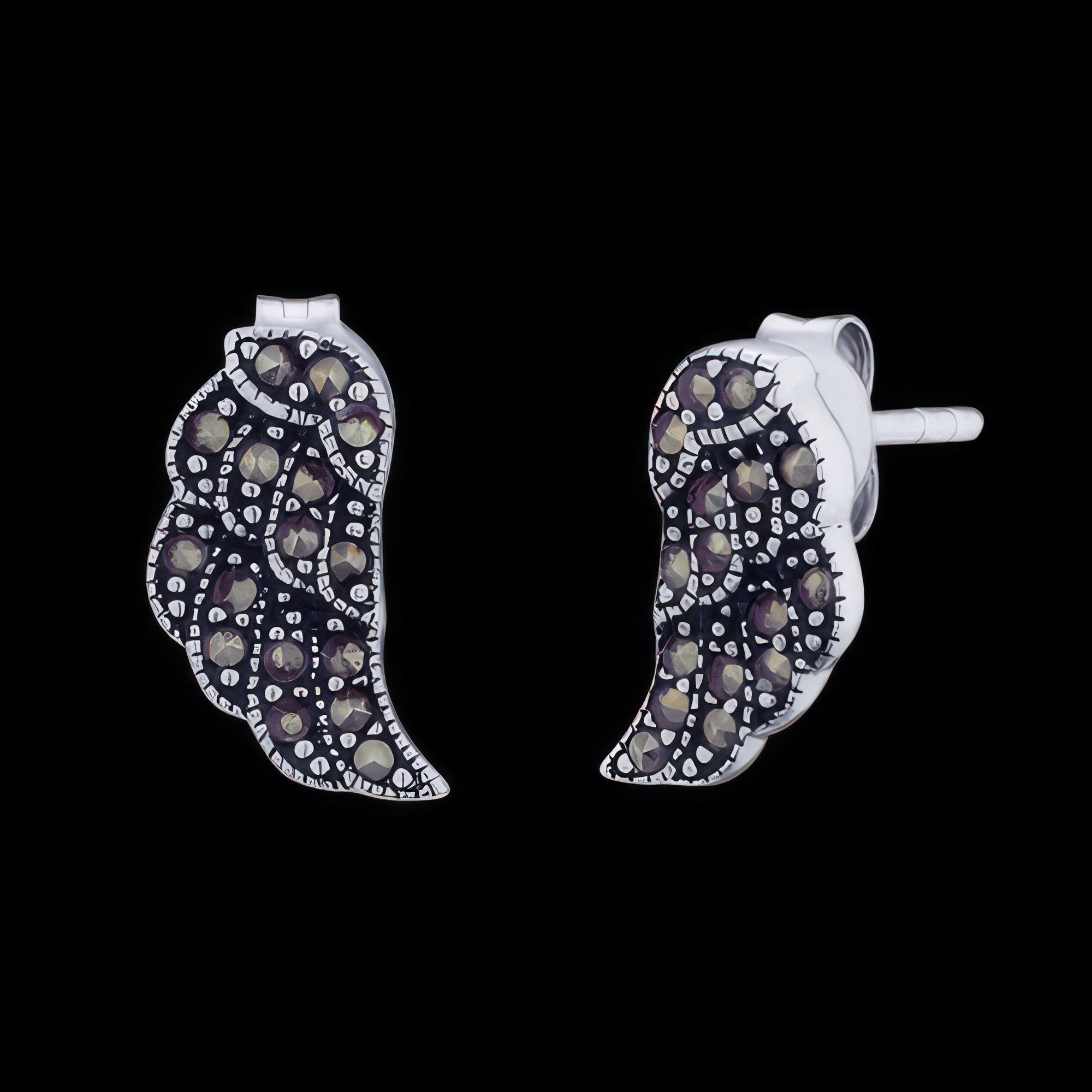Little Angel Wing Marcasite Silver CZ Stud Earrings | Engelsrufer