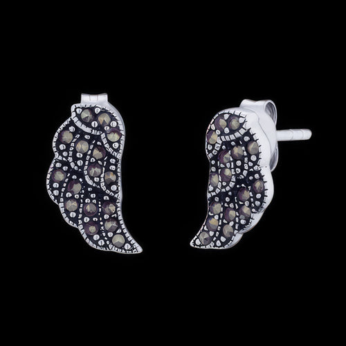 Little Angel Wing Marcasite Silver CZ Stud Earrings | Engelsrufer