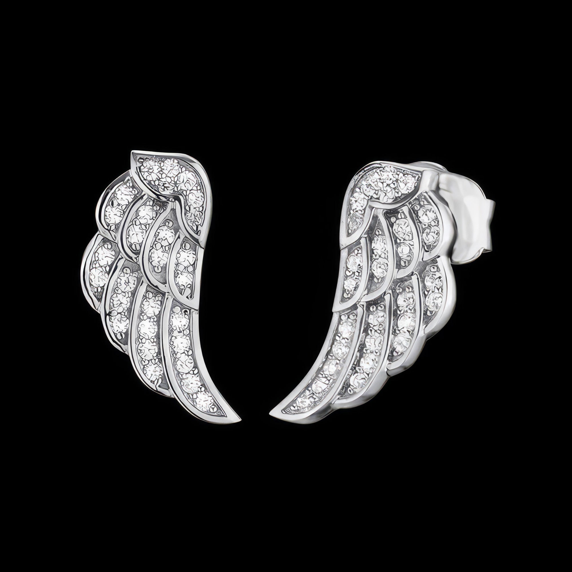Angel Wing Crystal Pave Sterling Silver Stud Earrings | Engelsrufer