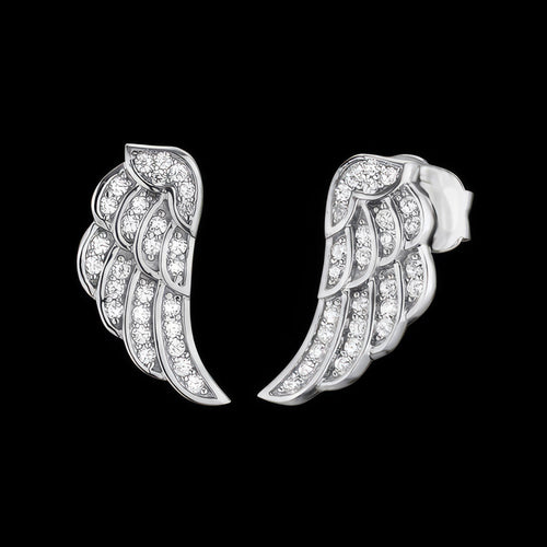 Angel Wing Crystal Pave Sterling Silver Stud Earrings | Engelsrufer