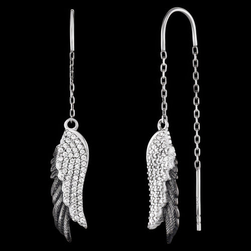 Angel Wings Duo Thread CZ Earrings | Engelsrufer